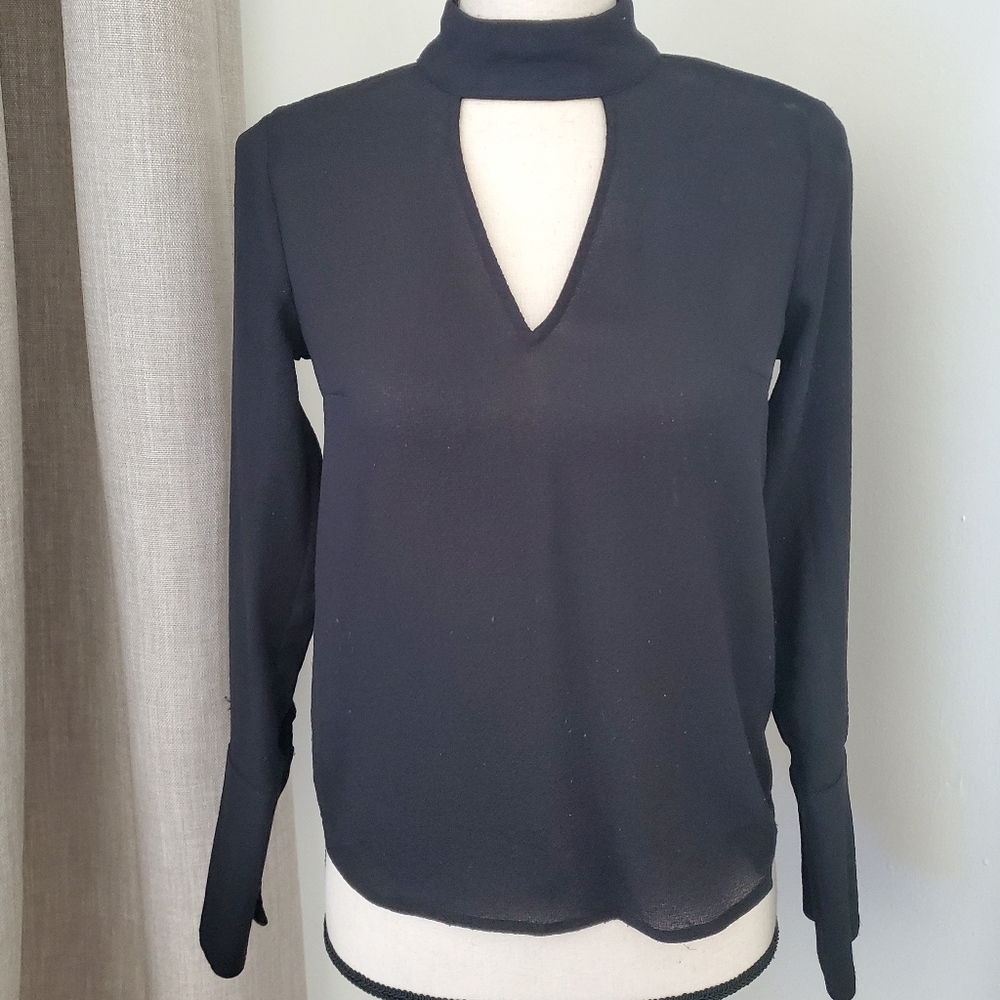 Black Blouse with V Cutout
